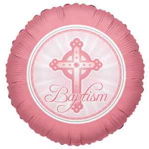 18In Baptism Lt Pink Balloon Delivery