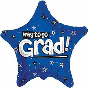 18In Way to Go Grad Stars Blue Balloon Delivery