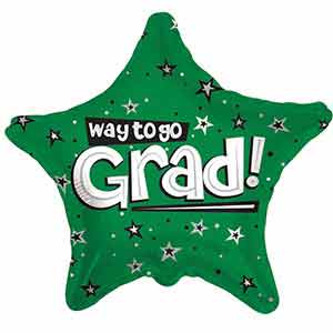 18In Way to Go Grad Stars Green Balloon Delivery