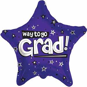 18In Way to Go Grad Stars Purple Balloon Delivery