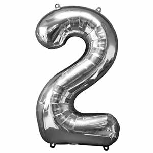 34IN Number 2 Silver Balloon Delivery