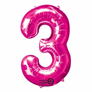 34IN Number 3 Pink Balloon Delivery