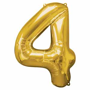 34IN Number 4 Gold Balloon Delivery