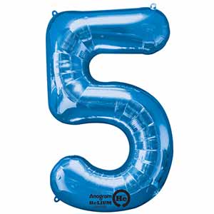 34IN Number 5 Blue Balloon Delivery