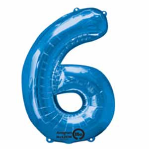 34IN Number 6 Blue Balloon Delivery