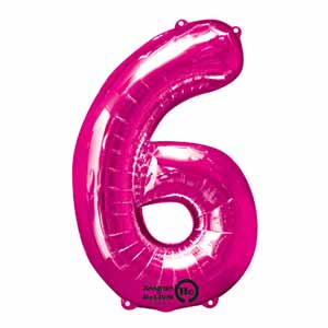 34IN Number 6 Pink Balloon Delivery