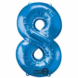 34IN Number 8 Blue Balloon Delivery