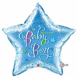 36In Welcome Baby Boy Star Balloon Delivery