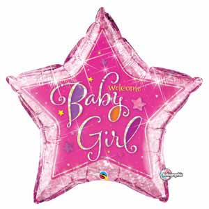 36In Welcome Baby Girl Star Balloon Delivery