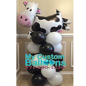 4ft Tall Column Large Cow Balloon Delivery