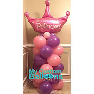 4ft Tall Column Large Princess Crown 2 Balloon Delivery