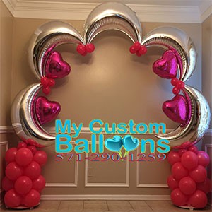 5 Crescent Moon Arch Combo 4 Hearts Pink Balloon Delivery