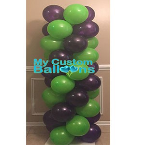 5ft Tall Column Kiwi & Purple Balloon Delivery