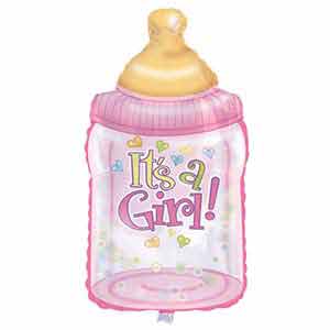 14In Baby Girl Bottle Foil Shaped Balloon Balloon Delivery
