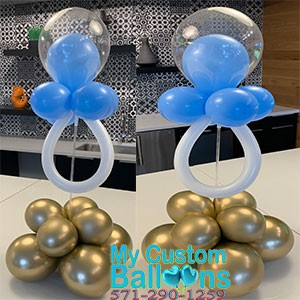My Custom Balloons | Metallic Cluster Baby Pacifier Balloon Centerpiece