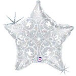21In Silver Filigree Star Balloon Delivery