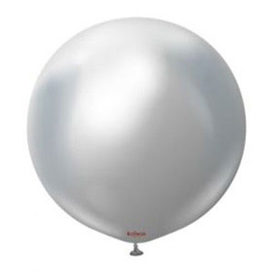 24In Silver Chrome Round latex Balloon
