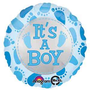 18In Baby Boy Foot Print Balloon Delivery