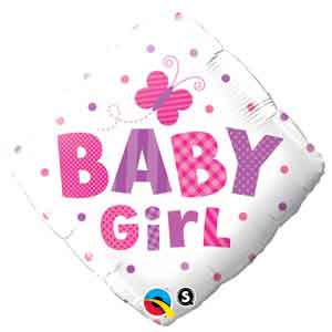 18In Baby Girl Dots & Butterfly Balloon Delivery