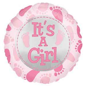 18In Baby Girl Foot Print Balloon Delivery