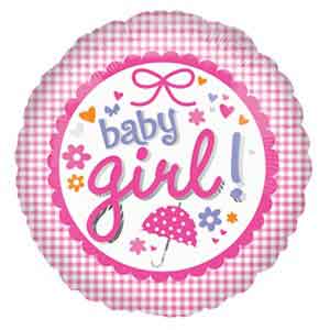 18In baby Girl Gingham Balloon Delivery