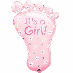 32In Its A Girl Foot Foil Balloon Balloon Delivery
