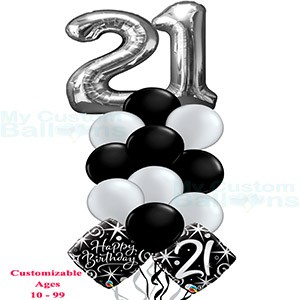 Happy 21st Birthday Balloon Bouquet large balloon numbers Balloon Delivery