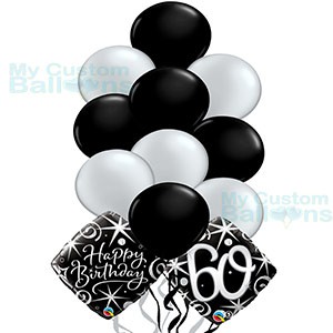 Happy 60th Birthday Balloon Bouquet 10 latex and 2 foil balloons Balloon Delivery