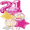 Happy 21st Birthday Girl Bubble Balloon Bouquet 2 Large Pink Numbers Balloon Delivery