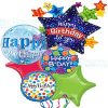 Happy Birthday Blue Bubble Balloon Bouquet Large Star Balloon Delivery