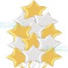 Dozen Elegant Silver and Gold Star Foil Balloons Bouquet Balloon Delivery