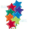 Primary Multi Color Stars Balloons Bouquet With 8 Stars Balloon Delivery