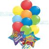 Happy Birthday Balloon Bouquet Multi Color latex With 2 HB Stars Balloon Delivery