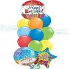 Happy Birthday Stripes Orbz Balloon Bouquet 9 latex 2 HB foil Balloons Balloon Delivery