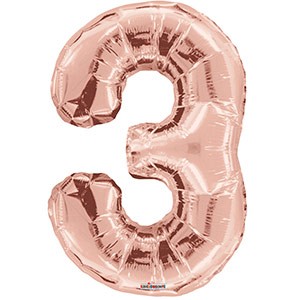 Large Rose Gold Balloon Number 3 Balloon Delivery