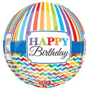 16In Birthday Chevron & Stripes Orbz Balloon Delivery