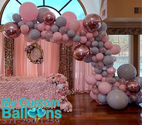 Organic Balloon Garland Arch with 24in Orbz and Confetti Accents Balloon Delivery