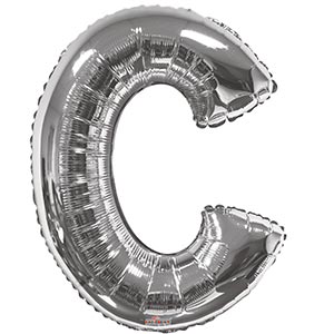 Silver 34 inch Letter C Balloon Delivery