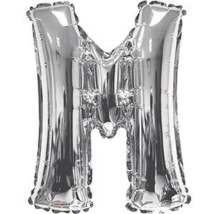 Silver 34 inch Letter M Balloon Delivery