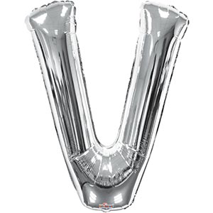Silver 34 inch Letter V Balloon Delivery