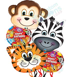 Jungle Animal Face Birthday Balloon Bouquet – My Custom Balloons