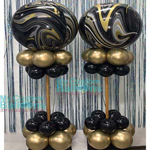 Black Marble orb balloon centerpiece