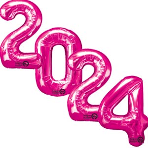 My Custom Balloons | Huge Hot Pink 2024 Foil Balloon Number Set