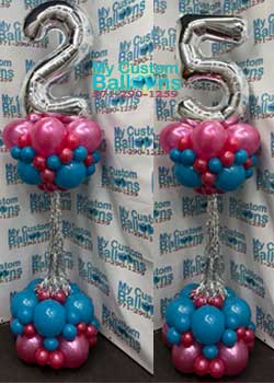 Balloon Column With Streamer and Number