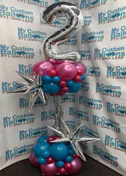 Organic Balloon Column With Streamer and Number