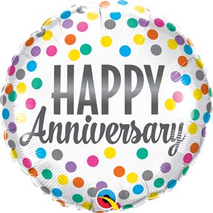 18in Anniversary Dots Foil Balloon