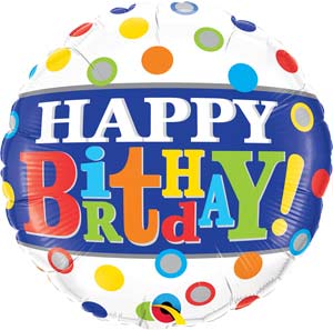 18in Happy Birthday Dots Foil Balloon