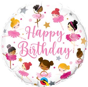 18in Happy Birthday Ballerinas Foil Balloon
