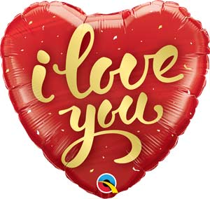 18in I Love You Gold Script Foil Balloon
