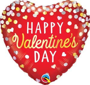 18in Valentine's Confetti Red Foil Balloon